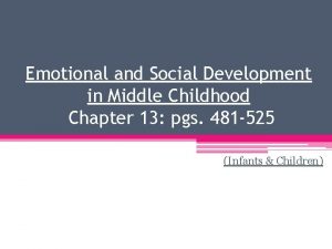 Emotional and Social Development in Middle Childhood Chapter