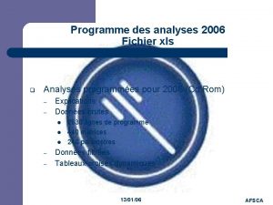 JPM Programme des analyses 2006 Fichier xls q