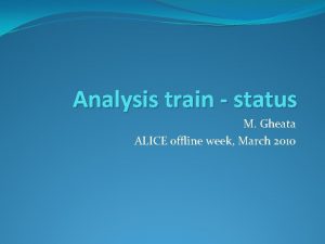 Analysis train status M Gheata ALICE offline week