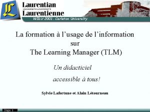 La formation lusage de linformation sur The Learning