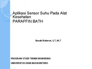 Aplikasi Sensor Suhu Pada Alat Kesehatan PARAFFIN BATH