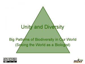 Unity and Diversity Big Patterns of Biodiversity in