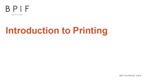 Introduction to Printing A world without print Print