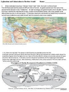 Exploration and Colonization in The New World Name