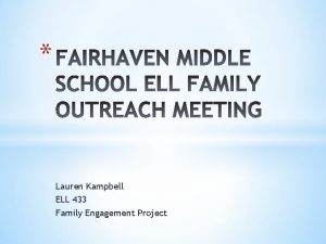 Lauren Kampbell ELL 433 Family Engagement Project Ms