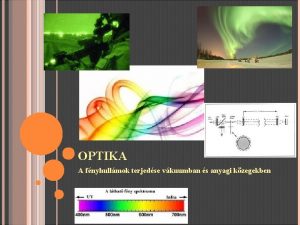 OPTIKA A fnyhullmok terjedse vkuumban s anyagi kzegekben