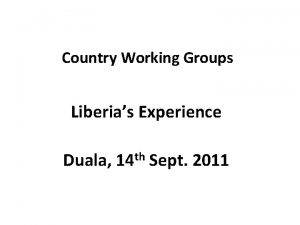 Country Working Groups Liberias Experience Duala 14 th