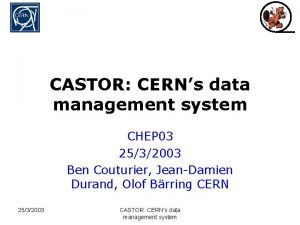 CASTOR CERNs data management system CHEP 03 2532003
