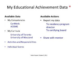 My Educational Achievement Data Available Data Available Actions