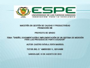 MAESTRA EN GESTIN DE CALIDAD Y PRODUCTIVIDAD PROMOCIN