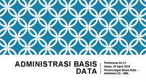 ADMINISTRASI BASIS DATA Pertemuan ke 12 Senin 20