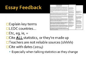 Essay Feedback Explain key terms LEDC countries Etc