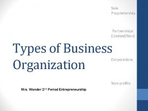 Sole Proprietorship Partnerships LimitedGen Types of Business Organization