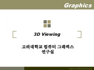 Graphics 3 D Viewing Graphics Lab Korea University