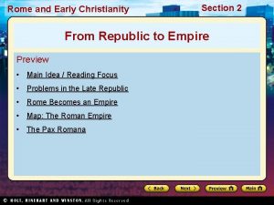 Rome and Early Christianity Section 2 From Republic