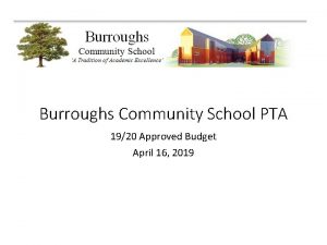 Burroughs Community School PTA 1920 Approved Budget April