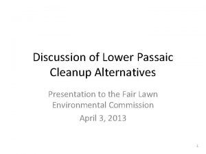 Discussion of Lower Passaic Cleanup Alternatives Presentation to
