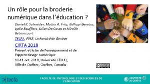 Un rle pour la broderie numrique dans lducation