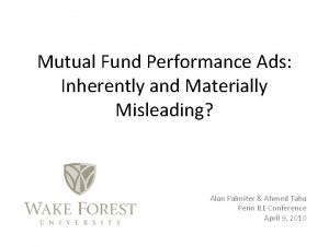 Mutual Fund Performance Ads Inherently and Materially Misleading