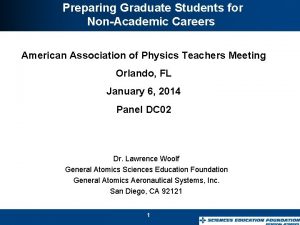 Preparing Graduate Students for NonAcademic Careers American Association
