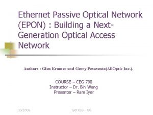 Ethernet Passive Optical Network EPON Building a Next