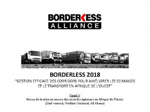 BORDERLESS 2018 GESTION EFFICACE DES CORRIDORS POUR AMLIORER