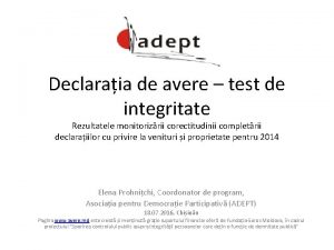 Declaraia de avere test de integritate Rezultatele monitorizrii