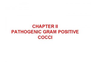 CHAPTER II PATHOGENIC GRAM POSITIVE COCCI Objectives Upon