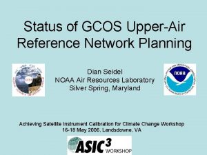 Status of GCOS UpperAir Reference Network Planning Dian