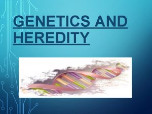 GENETICS AND HEREDITY A HEREDITY The passing of