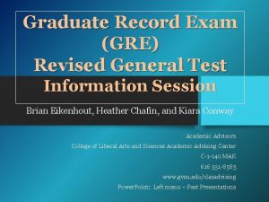 Graduate Record Exam GRE Revised General Test Information