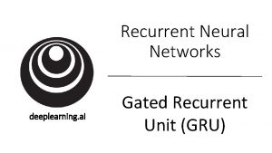 Recurrent Neural Networks deeplearning ai Gated Recurrent Unit