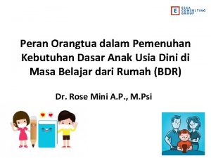 Peran Orangtua dalam Pemenuhan Kebutuhan Dasar Anak Usia