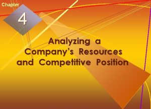 Chapter 4 Analyzing a Companys Resources and Competitive