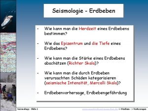 Seismologie Erdbeben Wie kann man die Herdzeit eines