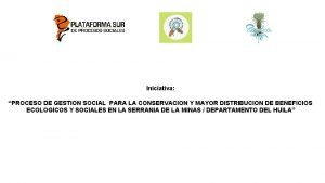 Iniciativa PROCESO DE GESTION SOCIAL PARA LA CONSERVACION