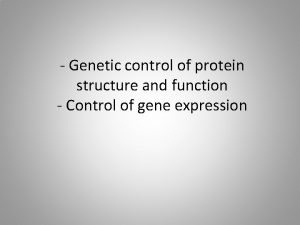 Genetic control of protein structure and function Control