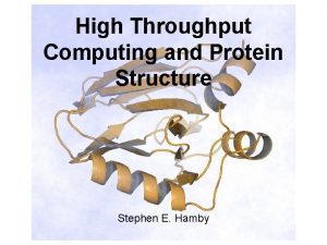 High Throughput Computing and Protein Structure Stephen E