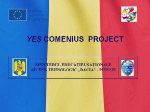 YES COMENIUS PROJECT MNISTERUL EDUCAIEI NAIONALE LICEUL TEHNOLOGIC