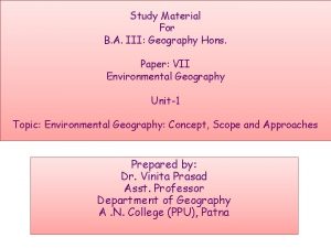 Study Material For B A III Geography Hons