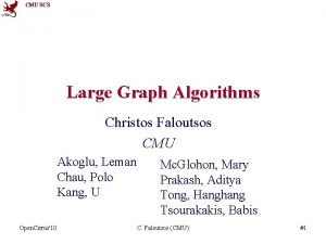 CMU SCS Large Graph Algorithms Christos Faloutsos CMU