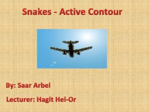 Snakes Active Contour By Saar Arbel Lecturer Hagit