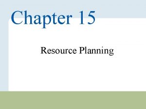 Chapter 15 Resource Planning Copyright 2010 Pearson Education