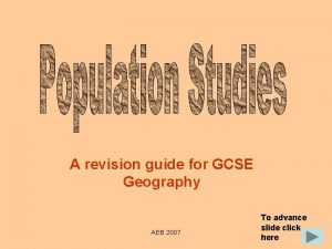 A revision guide for GCSE Geography AEB 2007