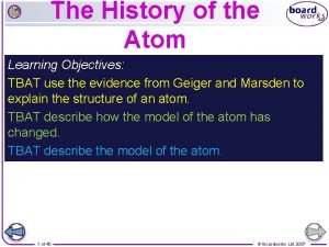 The History of the Atom Learning Objectives TBAT