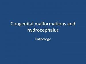 Congenital malformations and hydrocephalus Pathology Congenital malformations The