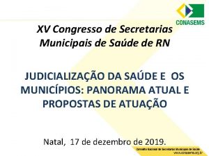 XV Congresso de Secretarias Municipais de Sade de