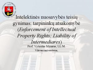 Intelektins nuosavybs teisi gynimas tarpinink atsakomyb Enforcement of