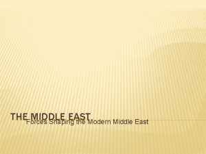 THEForces MIDDLE EAST Shaping the Modern Middle East
