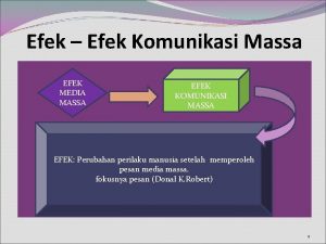 Efek Efek Komunikasi Massa EFEK MEDIA MASSA EFEK